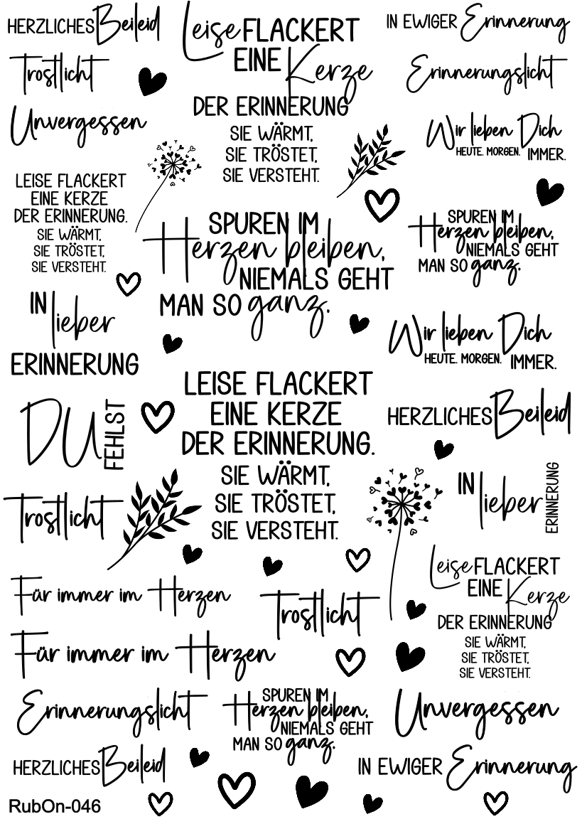 RubOn Sticker / Trauer / A4 Bogen / Randlos