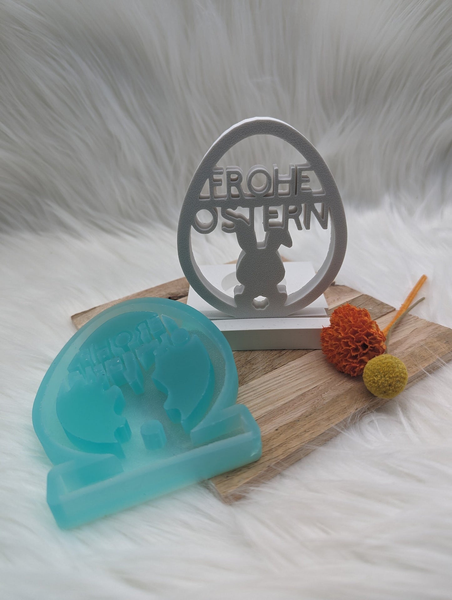 Silikonform Osterei Frohe Ostern V2 für Einschieber / Osterei / Teelichthalter / Einschieber / Raysin / Silikonform