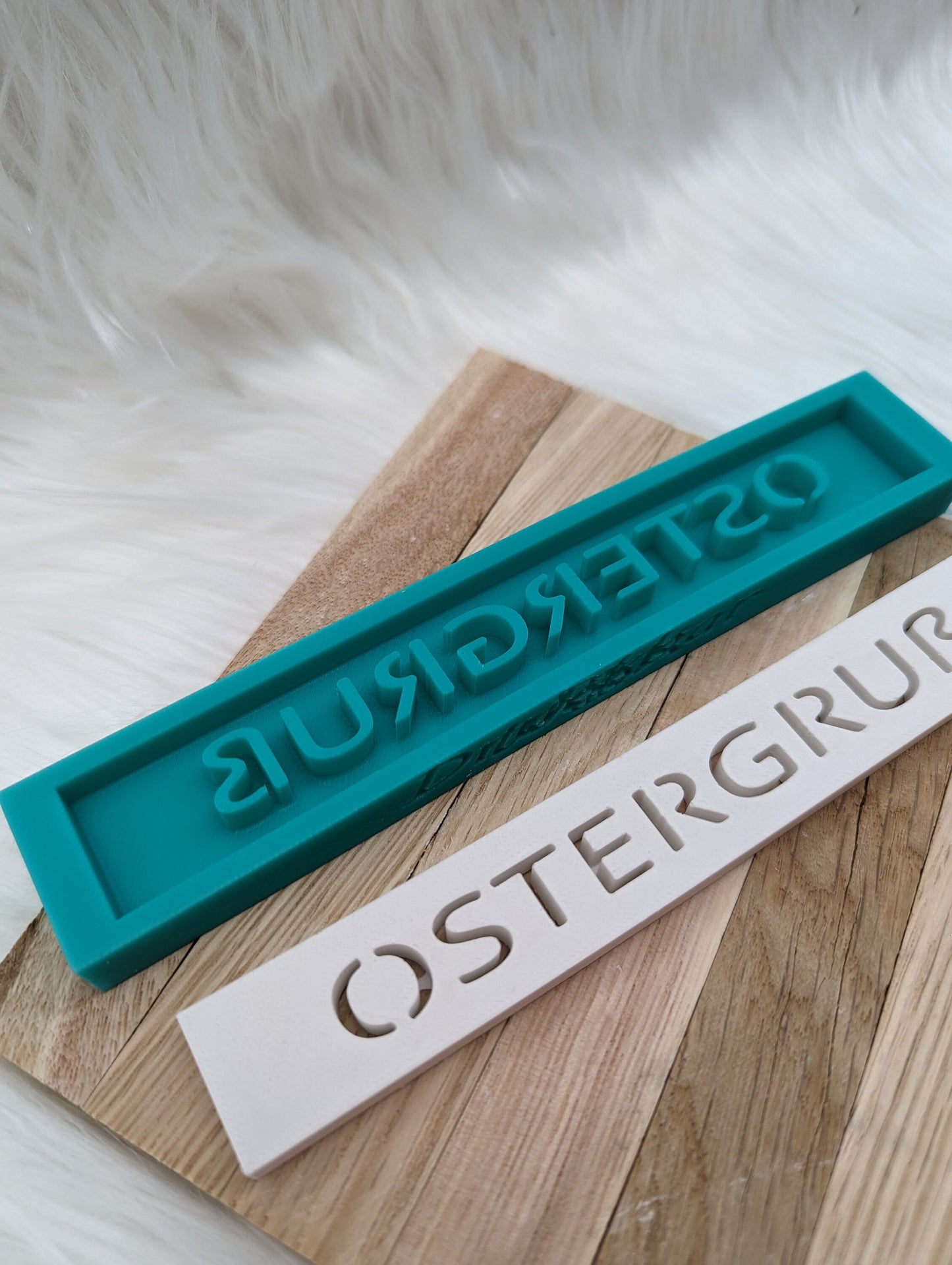 Klötzchen Gießform / OSTERGRUß / Silikonform für Klötzchen / 160x22x8 mm / Silikon Klötzchen Gießform /Gießform Klötzchen