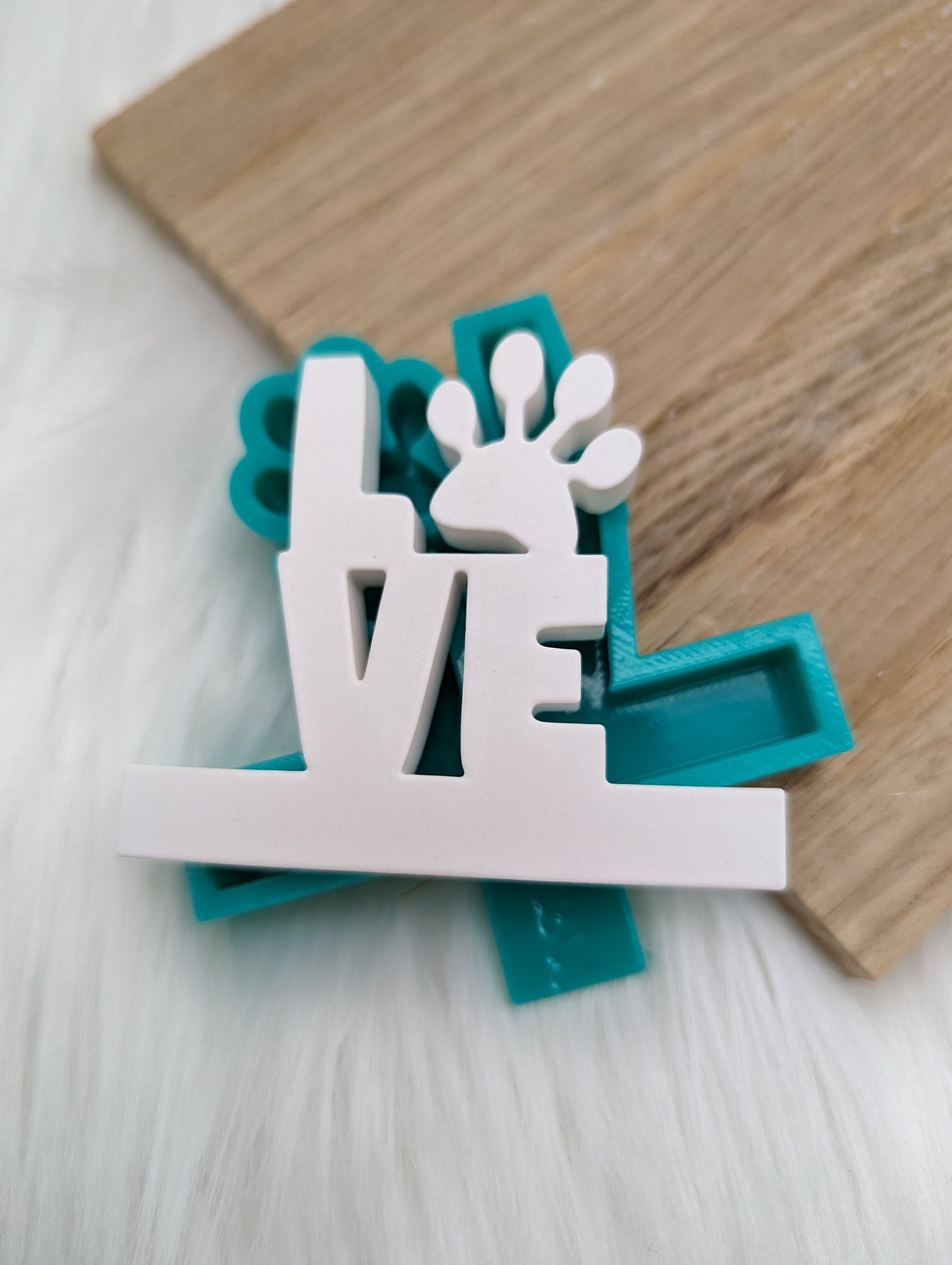 Silikonform Love Pfote für Einschieber / Hund / Katze / Bodenplatte Lichthaus / Teelichthalter / Einschieber / Silikonform