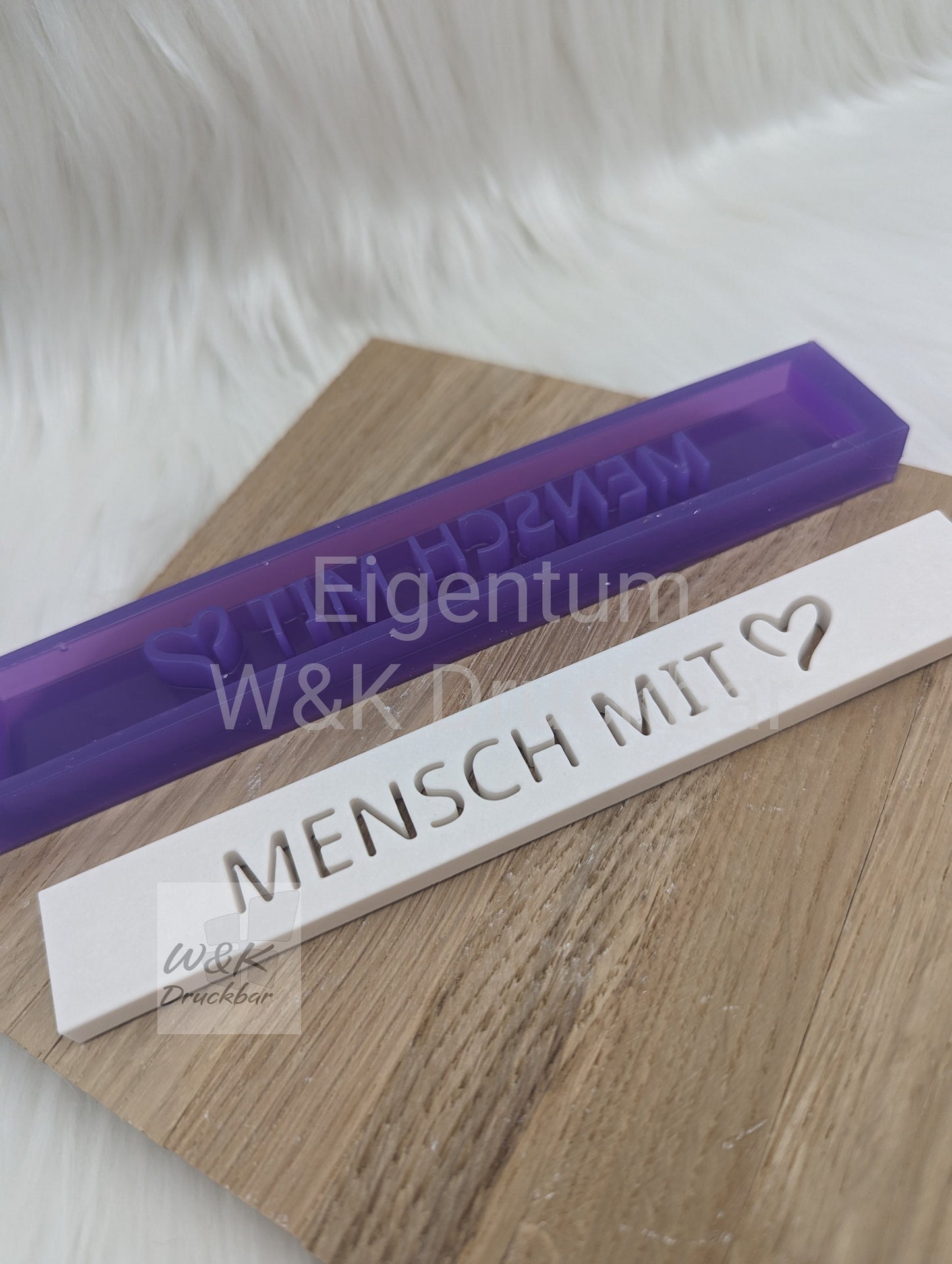 Klötzchen Gießform / MENSCH MIT Herz / Silikonform für Klötzchen/160x22x8 mm/Silikon Klötzchen Gießform Herz Motiv
