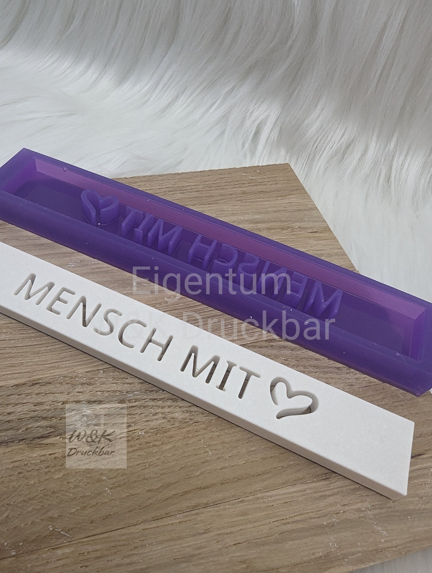Klötzchen Gießform / MENSCH MIT Herz / Silikonform für Klötzchen/160x22x8 mm/Silikon Klötzchen Gießform Herz Motiv