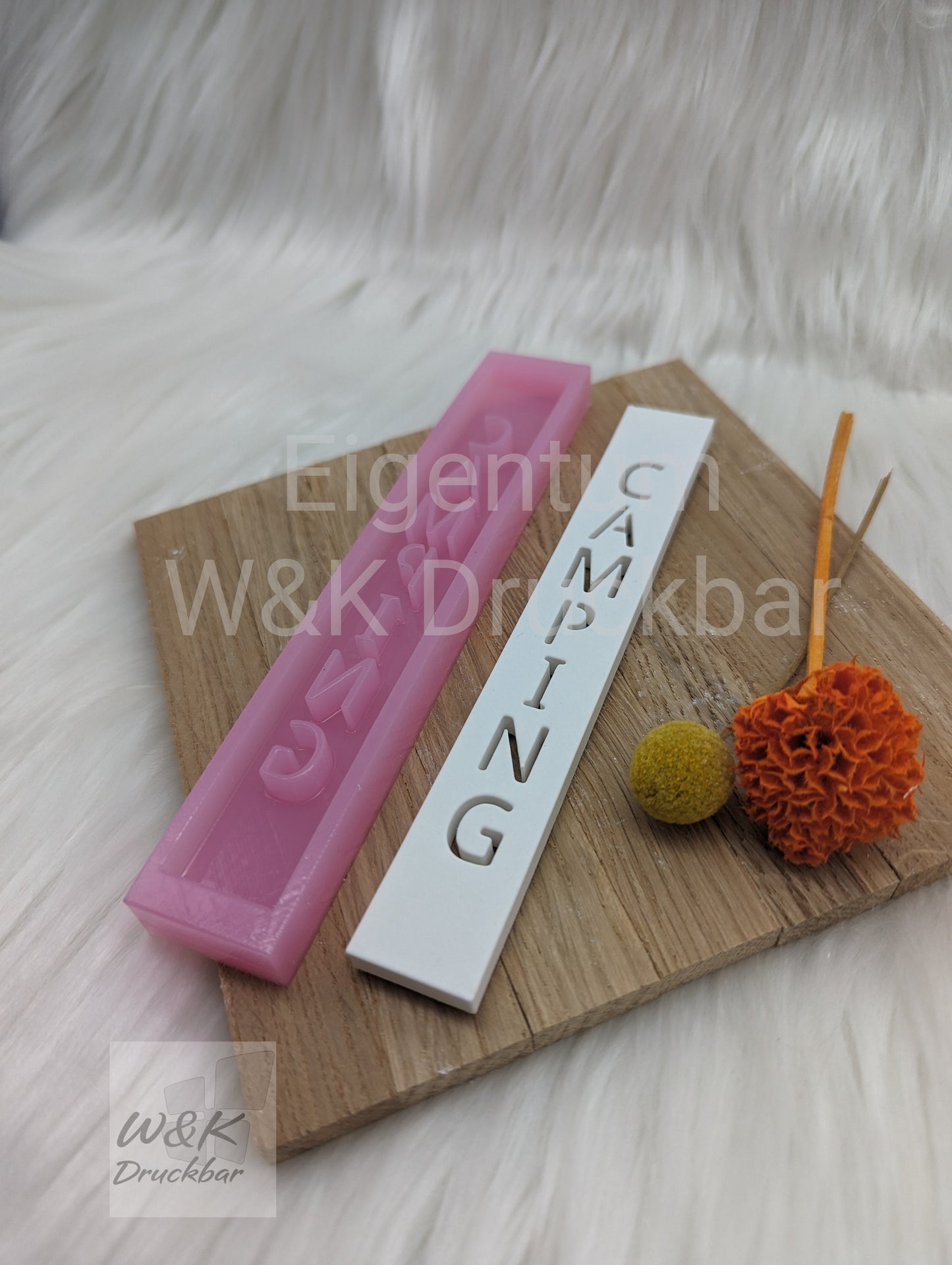 Klötzchen Gießform / CAMPING Hochkant / Silikonform für Klötzchen / 160x22x8 mm / Silikon Klötzchen Gießform /Gießform Klötzchen