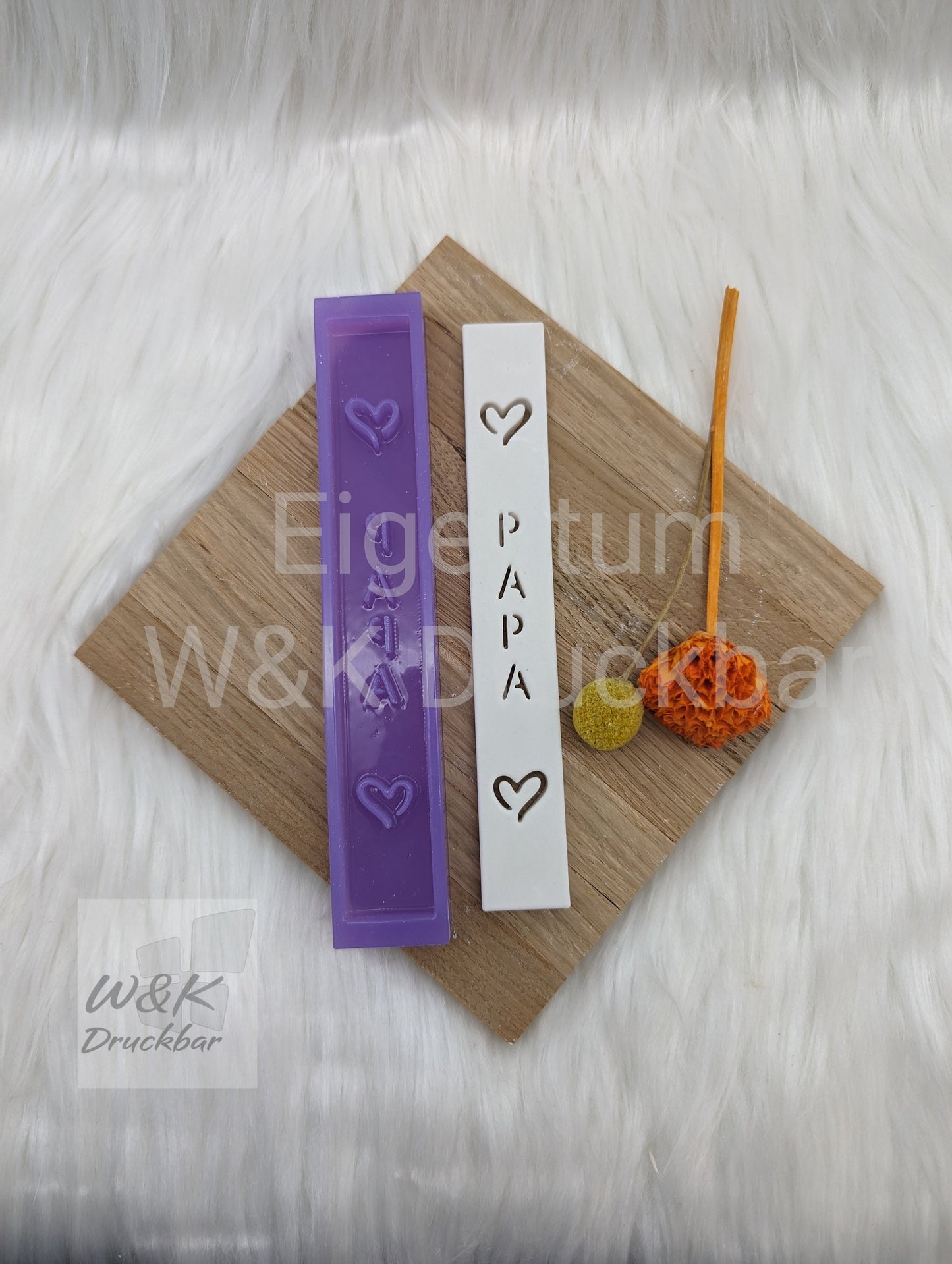 Klötzchen Gießform / PAPA Hochkant / Silikonform für Klötzchen / 160x22x8 mm / Silikon Klötzchen Gießform /Gießform Klötzchen