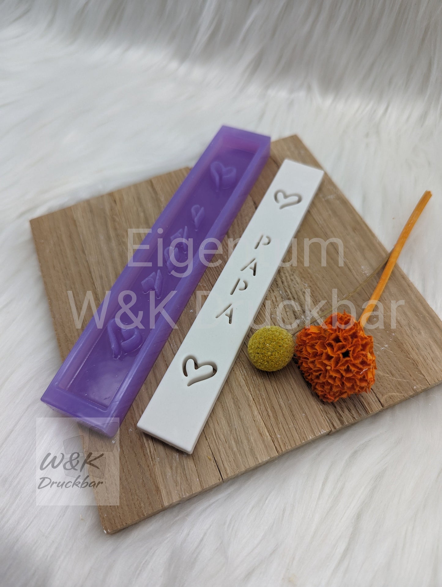 Klötzchen Gießform / PAPA Hochkant / Silikonform für Klötzchen / 160x22x8 mm / Silikon Klötzchen Gießform /Gießform Klötzchen