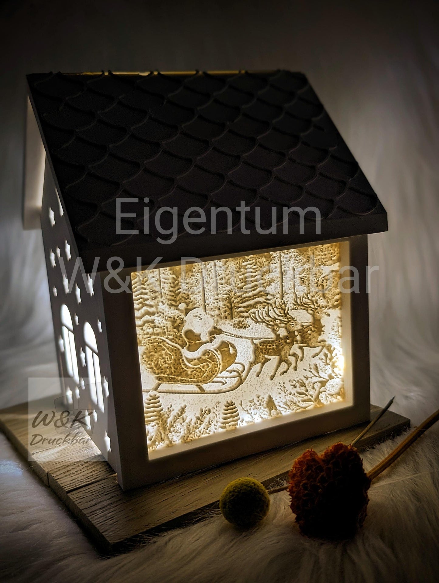 Silikonform für Lichthäuschen Lithophane Weihnachtsschlitten / Next Level Seitenwand Lithophane / Standarthaus / Raysin / Silikonform