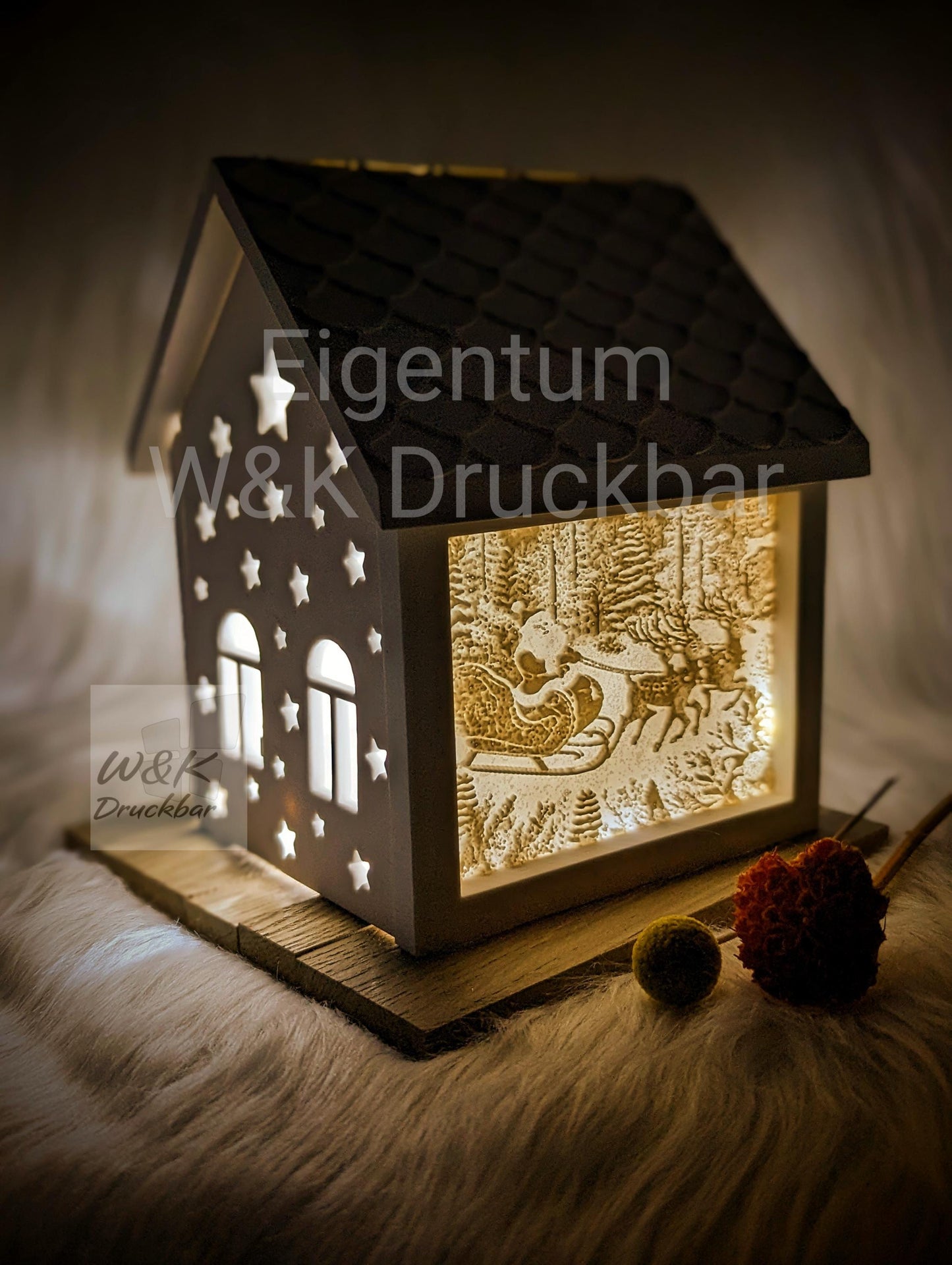 Silikonform für Lichthäuschen Lithophane Weihnachtsschlitten / Next Level Seitenwand Lithophane / Standarthaus / Raysin / Silikonform