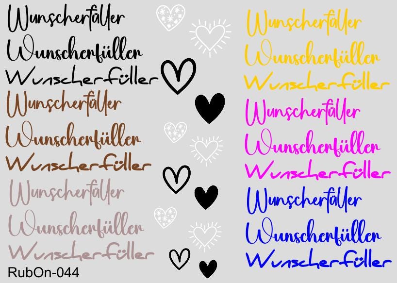 RubOn Sticker / Wunscherfüller / A5 Bogen / Randlos /Abreibebilder / DIY Sticker für z.B. Glas Holz