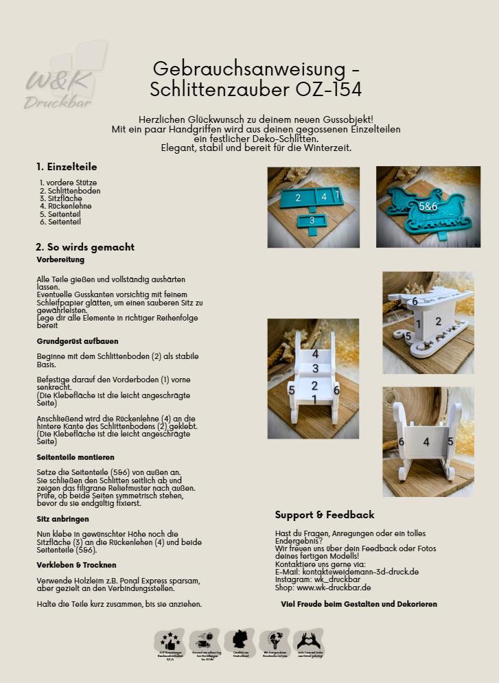 Gießform Schlittenzauber / Weihnachtsschlitten / Miniatur / Raysin