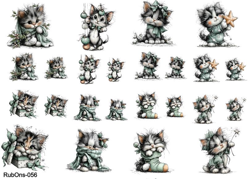 RubOn Sticker / Katzen / A5 Bogen / Randlos / Abreibebilder / DIY Sticker für z.B. Glas Holz