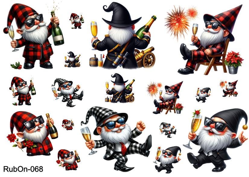 RubOn Sticker / Cooles neues Jahr / A5 Bogen / Randlos / Abreibebilder / DIY Sticker für z.B. Glas Holz