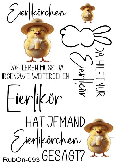 RubOn Sticker / Eierlikör #2 / A6 Bogen / Randlos /Abreibebilder / DIY Sticker für z.B. Glas Holz
