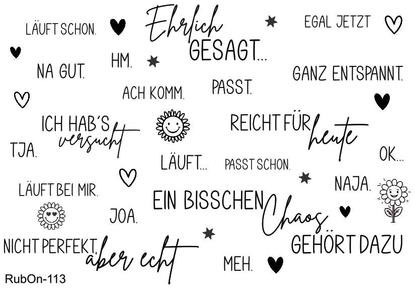 RubOn Sticker / Ehrlich gesagt... #Best of / A5 Bogen / Randlos / Abreibebilder / DIY Sticker für z.B. Glas Holz