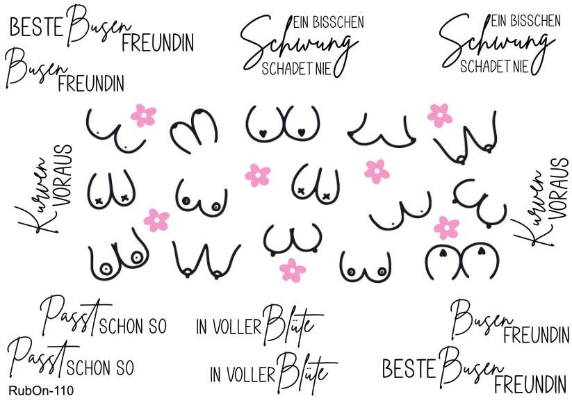 RubOn Sticker / Kurven voraus #Best of / A5 Bogen / Randlos / Abreibebilder / DIY Sticker für z.B. Glas Holz