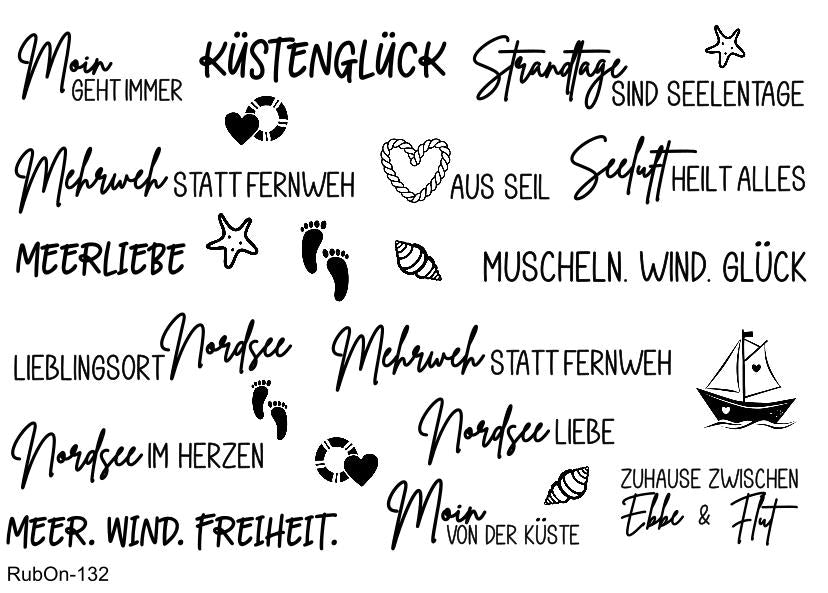 RubOn Sticker / Nordsee / A5 Bogen / Randlos / Abreibebilder / DIY Sticker für z.B. Glas Holz