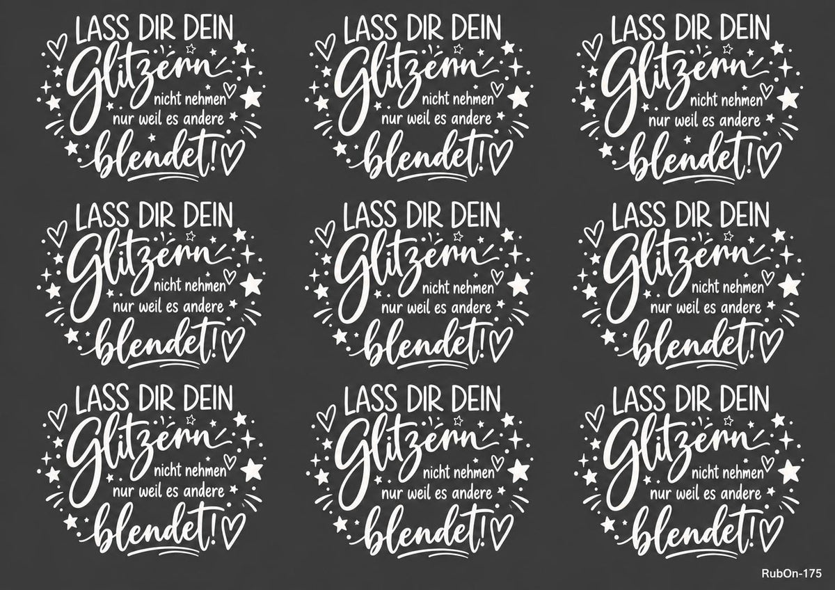 RubOn Sticker / Glitzer / A4 Bogen / Randlos /Abreibebilder / DIY Sticker für z.B. Glas Holz