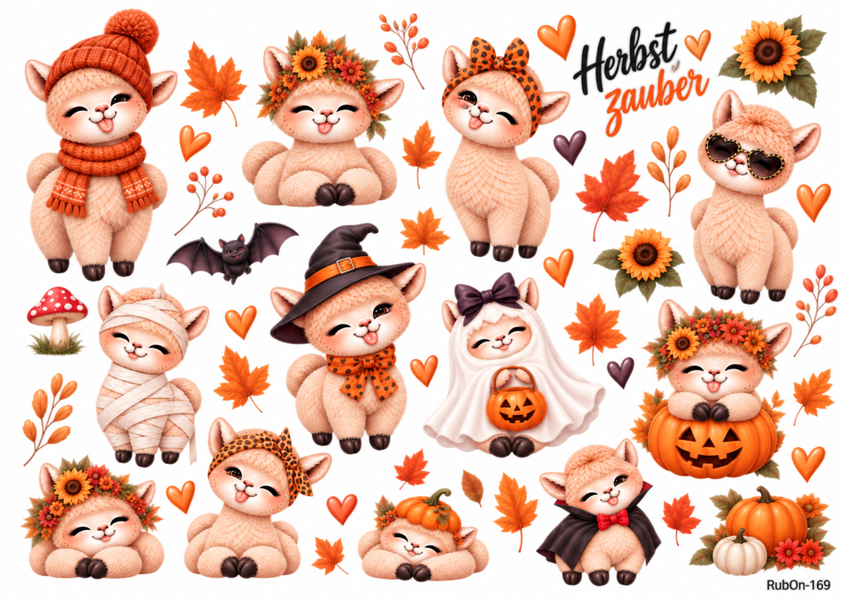 RubOn Sticker / Flauschalarm Herbst / Halloween / A4 Bogen / Randlos