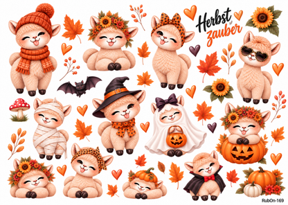 RubOn Sticker / Flauschalarm Herbst / Halloween / A4 Bogen / Randlos