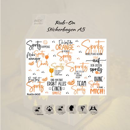 RubOn Sticker / Orange Spritz / A5 Bogen / Randlos
