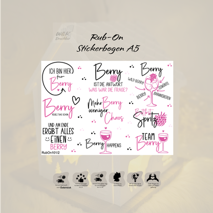 RubOn Sticker / Berry / A5 Bogen / Randlos