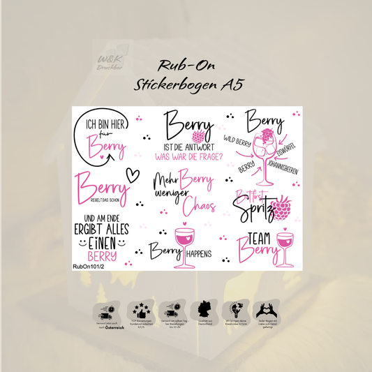 RubOn Sticker / Berry / A5 Bogen / Randlos