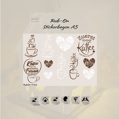RubOn Sticker / Kaffee / A5 Bogen / Randlos