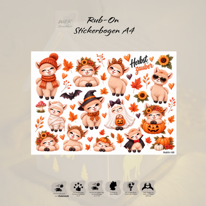 RubOn Sticker / Flauschalarm Herbst / Halloween / A4 Bogen / Randlos