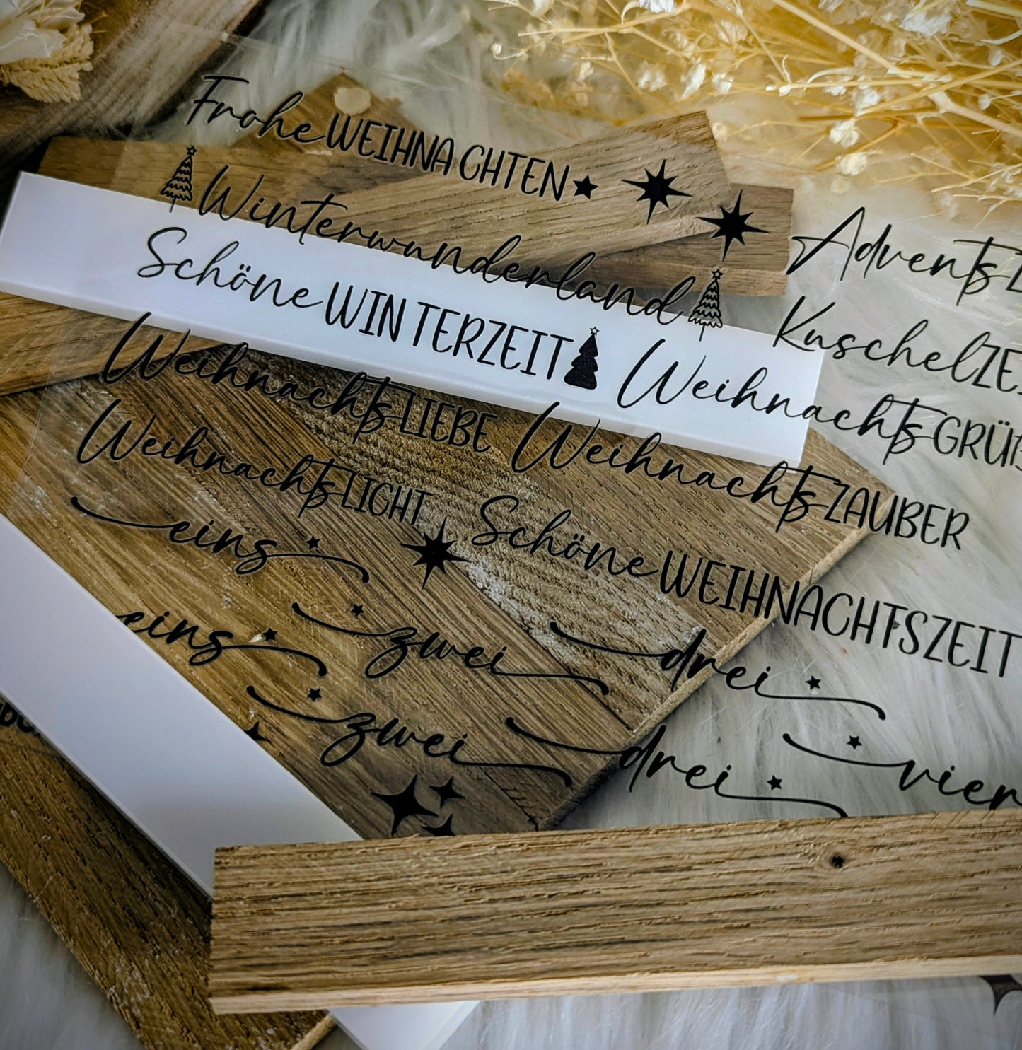 RubOn Sticker / Sprüche Weihnachten / passend für Klötzchen / A5 Bogen / Randlos