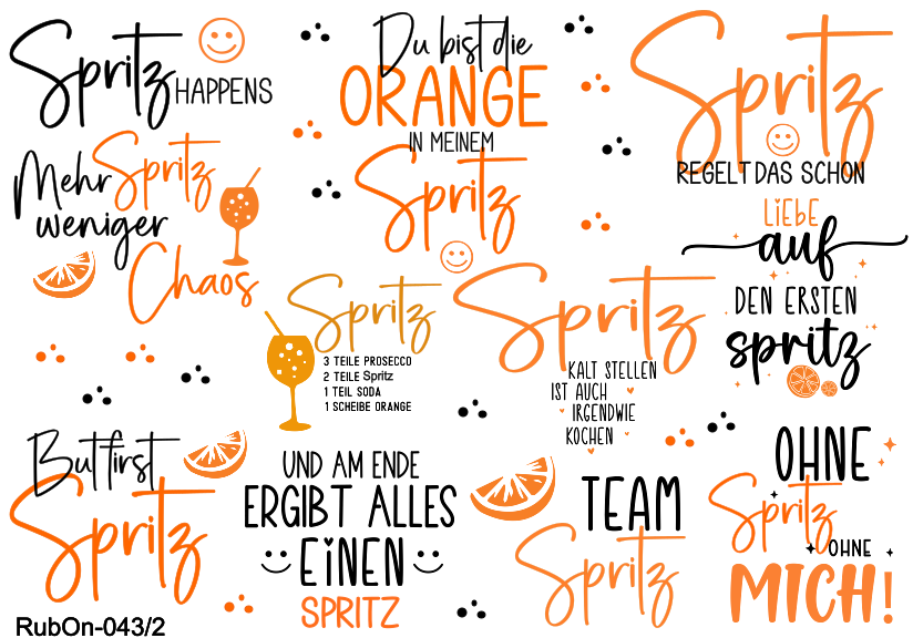 RubOn Sticker / Orange Spritz / A5 Bogen / Randlos