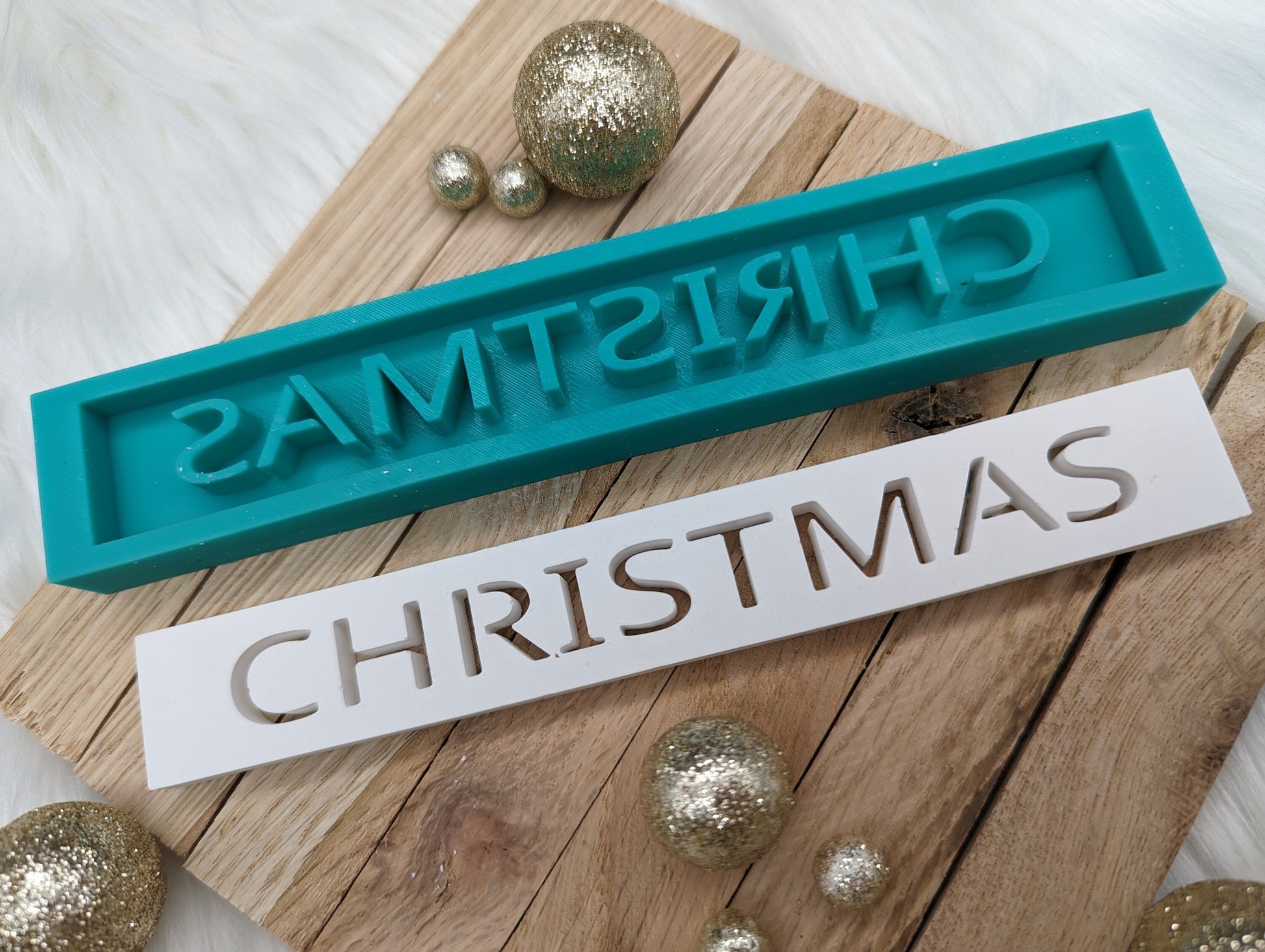 Klötzchen Gießform / CHRISTMAS / Silikonform für Klötzchen /160x22x8 mm / Silikon Klötzchen Gießform /Gießform Klötzchen