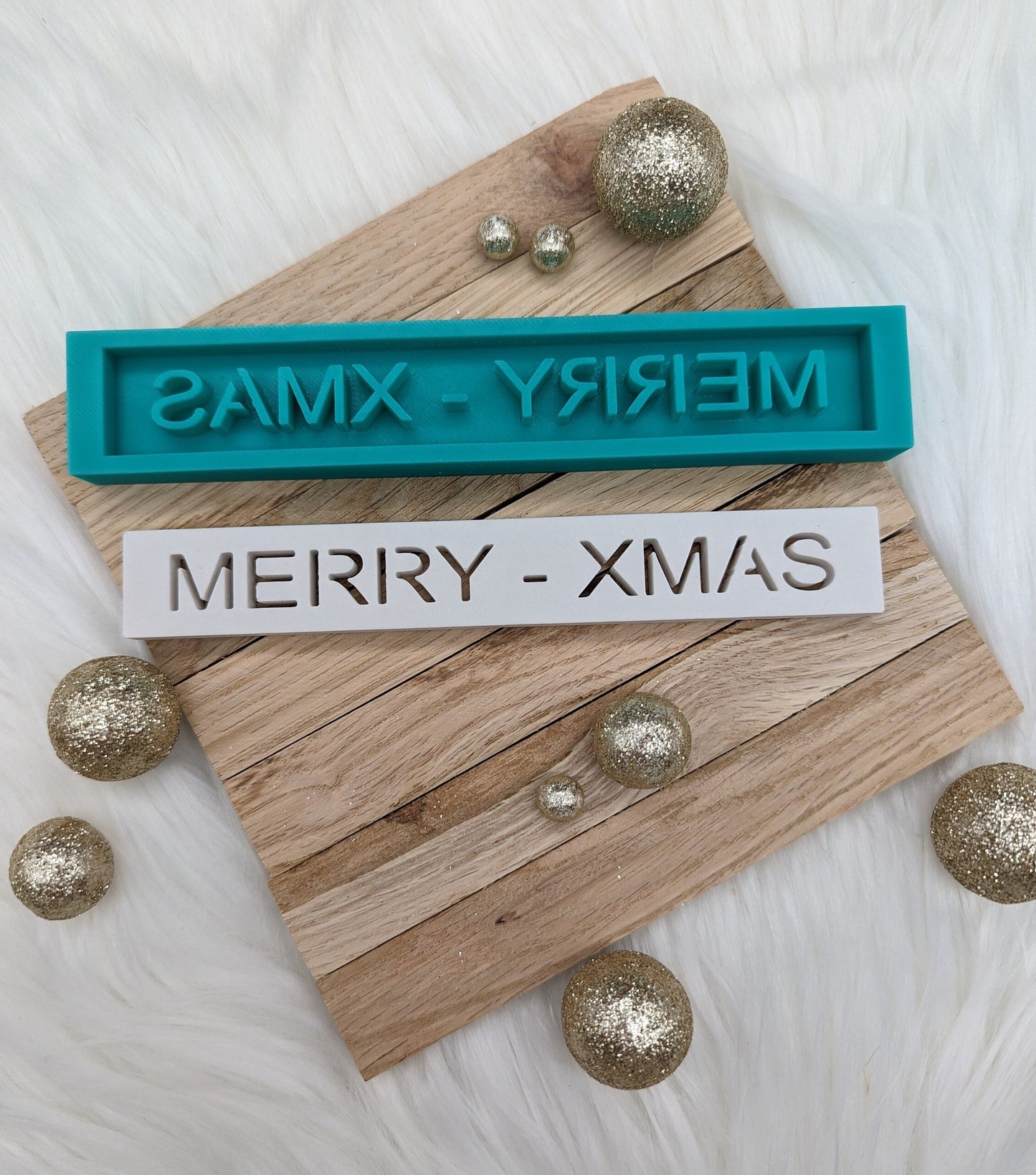 Klötzchen Gießform / MERRY-XMAS / Silikonform für Klötzchen /160x22x8 mm / Silikon Klötzchen Gießform / Gießform Klötzchen