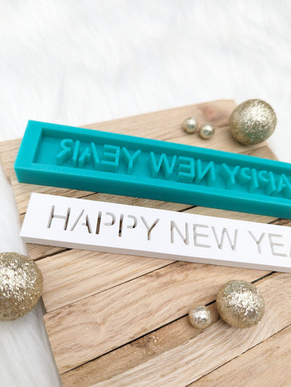 Klötzchen Gießform / HAPPY NEW YEAR / Silikonform für Klötzchen /160x22x8 mm / Silikon Klötzchen Gießform /Gießform Klötzchen