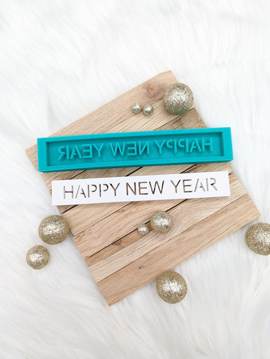 Klötzchen Gießform / HAPPY NEW YEAR / Silikonform für Klötzchen /160x22x8 mm / Silikon Klötzchen Gießform /Gießform Klötzchen