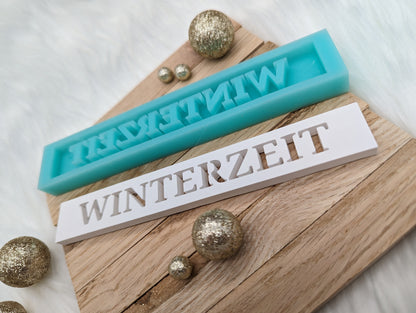 Klötzchen Gießform / WINTERZEIT / Silikonform für Klötzchen /160x22x8 mm / Silikon Klötzchen Gießform / Gießform Klötzchen