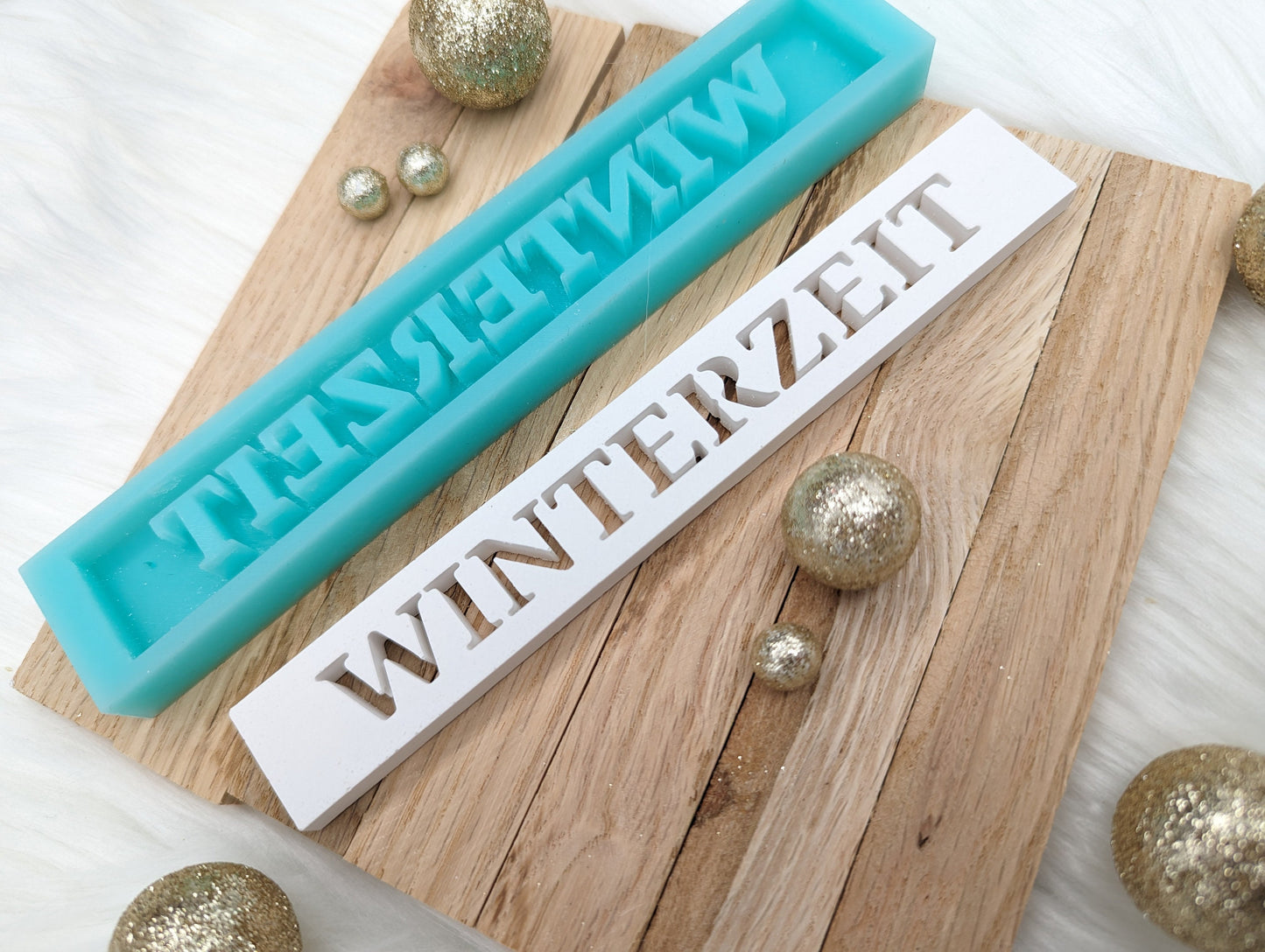 Klötzchen Gießform / WINTERZEIT / Silikonform für Klötzchen /160x22x8 mm / Silikon Klötzchen Gießform / Gießform Klötzchen