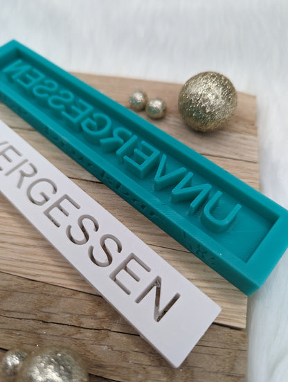 Klötzchen Gießform / UNVERGESSEN / Silikonform für Klötzchen / 160x22x8 mm / Silikon Klötzchen Gießform /Gießform Klötzchen
