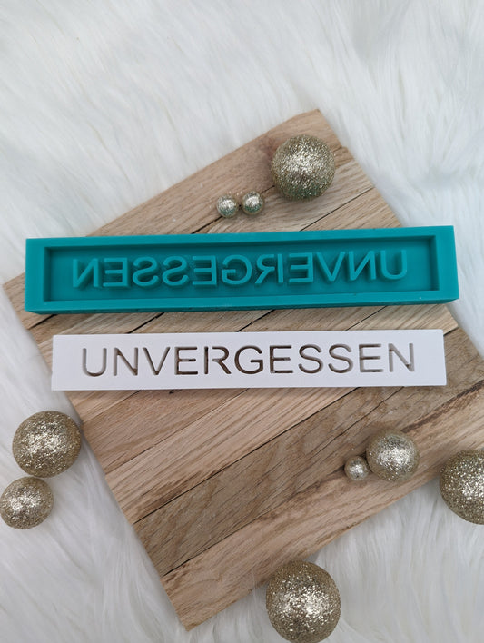 Klötzchen Gießform / UNVERGESSEN / Silikonform für Klötzchen / 160x22x8 mm / Silikon Klötzchen Gießform /Gießform Klötzchen