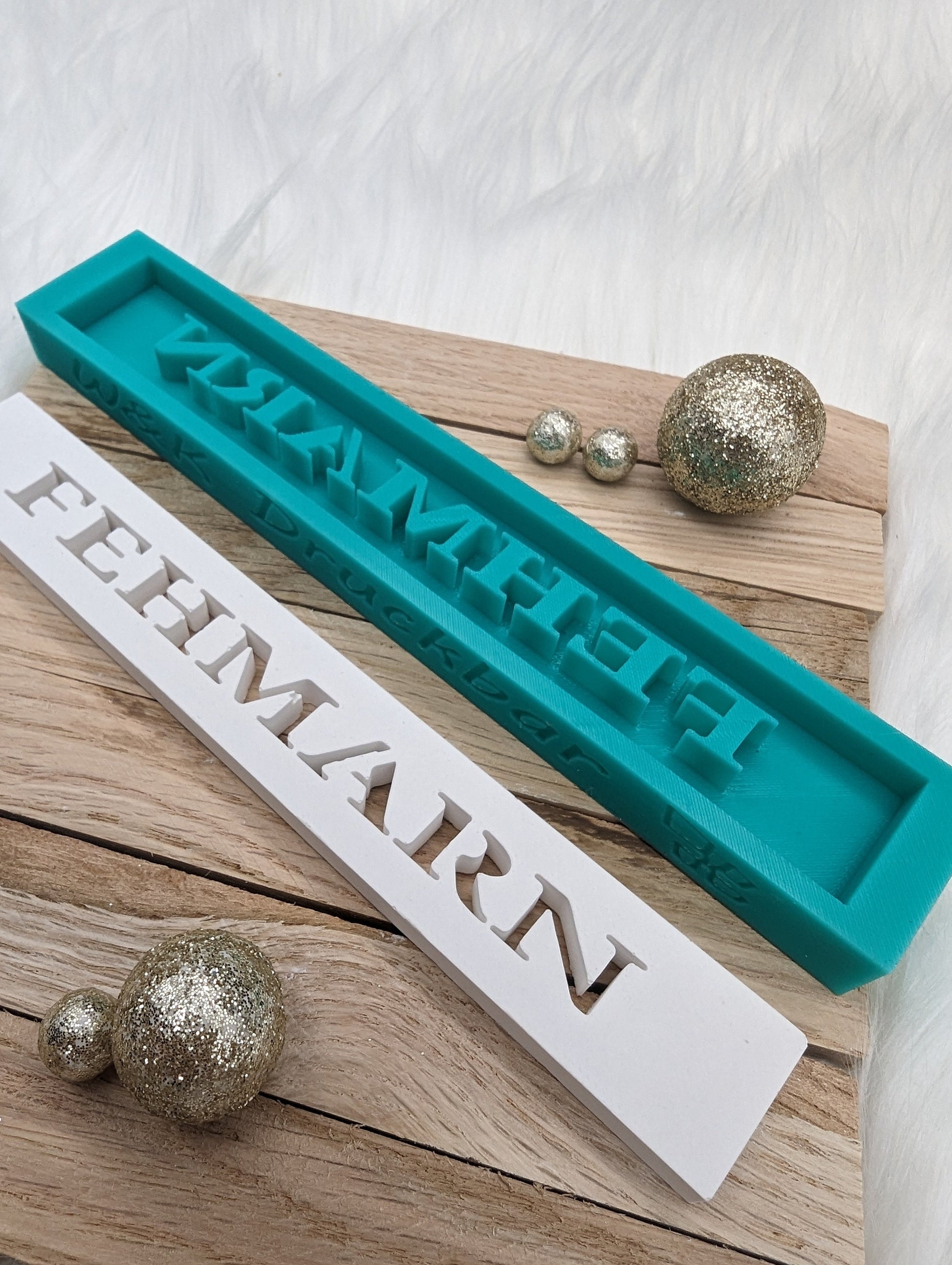 Klötzchen Gießform / FEHMARN / Silikonform für Klötzchen / 160x22x8 mm / Silikon Klötzchen Gießform /Gießform Klötzchen
