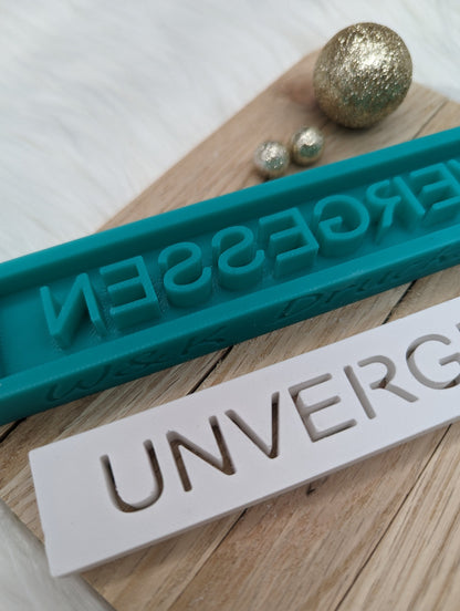 Klötzchen Gießform / UNVERGESSEN / Silikonform für Klötzchen / 160x22x8 mm / Silikon Klötzchen Gießform /Gießform Klötzchen