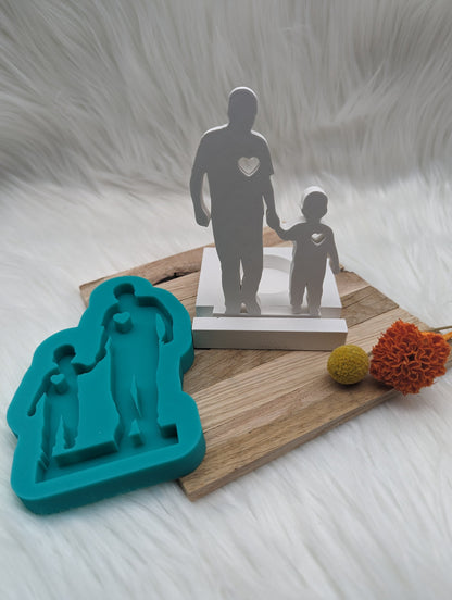 Silikonform Papa und Kind für Einschieber / Teelichthalter / Einschieber / Raysin / Silikonform