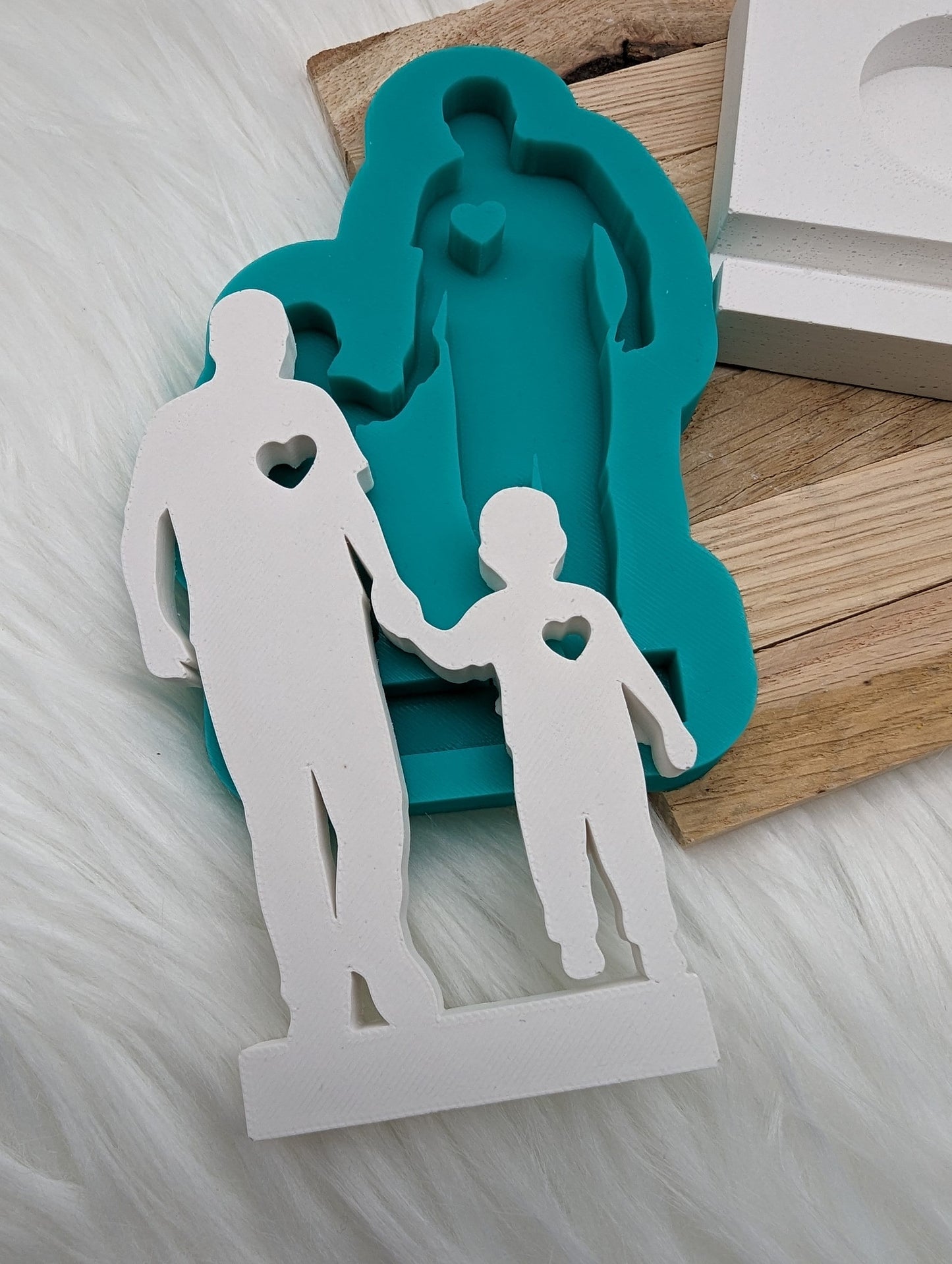 Silikonform Papa und Kind für Einschieber / Teelichthalter / Einschieber / Raysin / Silikonform