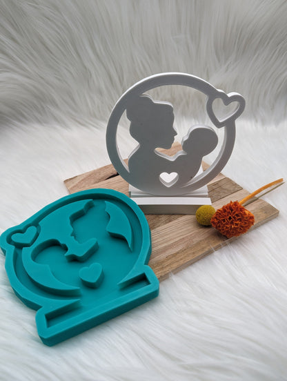 Silikonform Mama und Baby im Kreis für Einschieber / Teelichthalter / Einschieber / Raysin / Silikonform