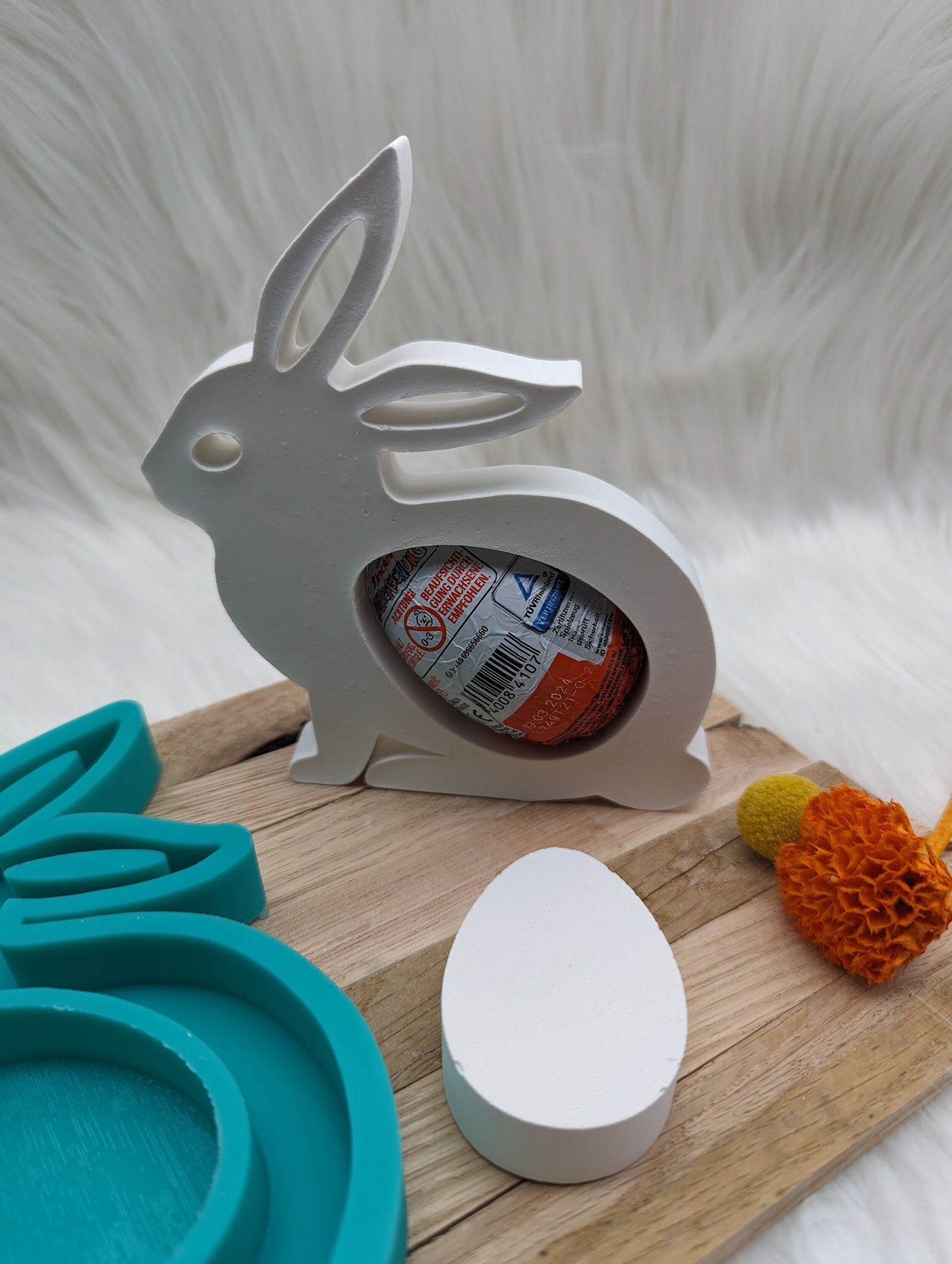 Silikonform sitzender Hase mit Üei Öffnung / Osterhase / Geschenkverpackung / Hase mit Öffnung / Raysin / Silikonform