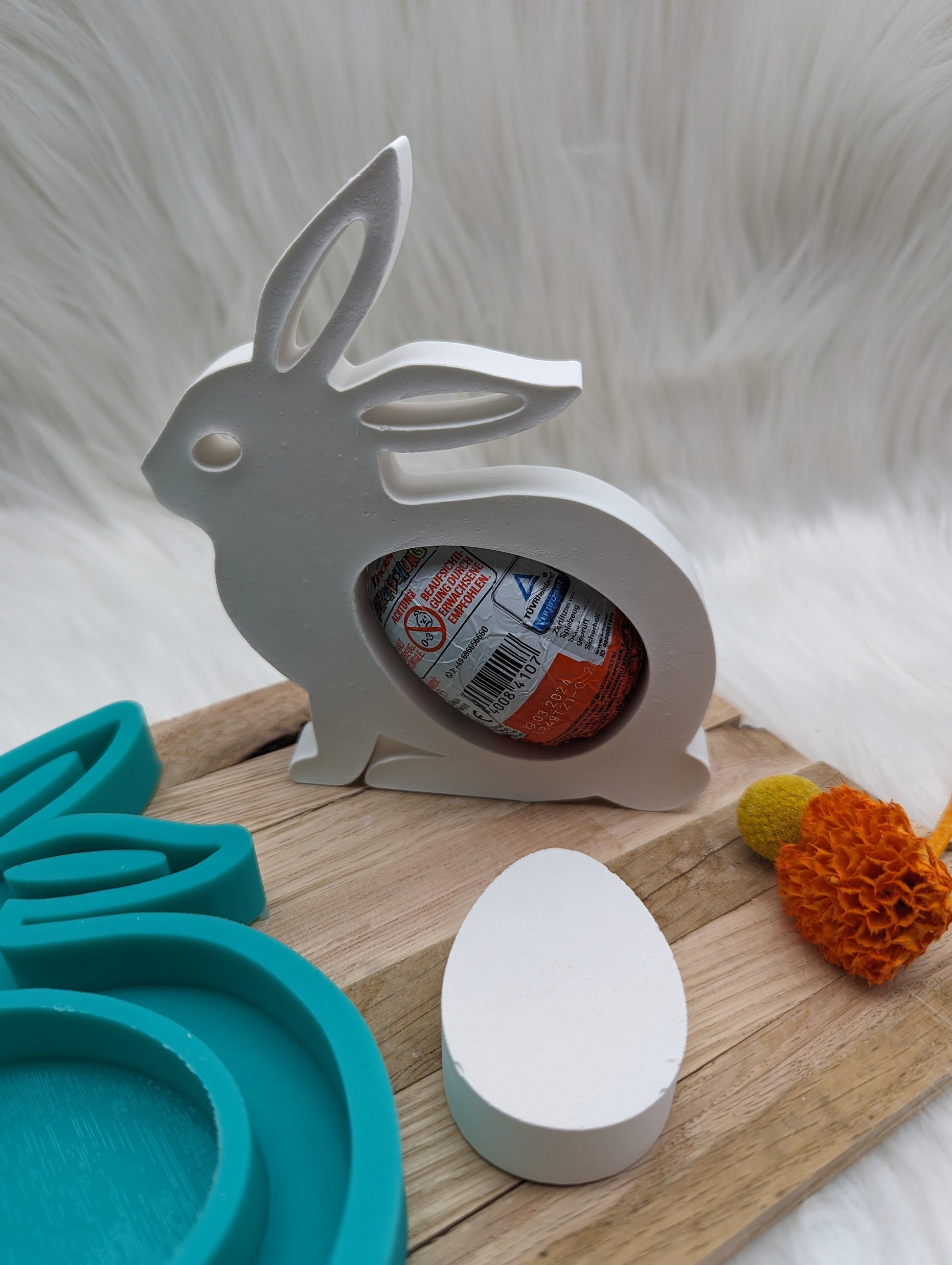 Silikonform sitzender Hase mit Üei Öffnung / Osterhase / Geschenkverpackung / Hase mit Öffnung / Raysin / Silikonform