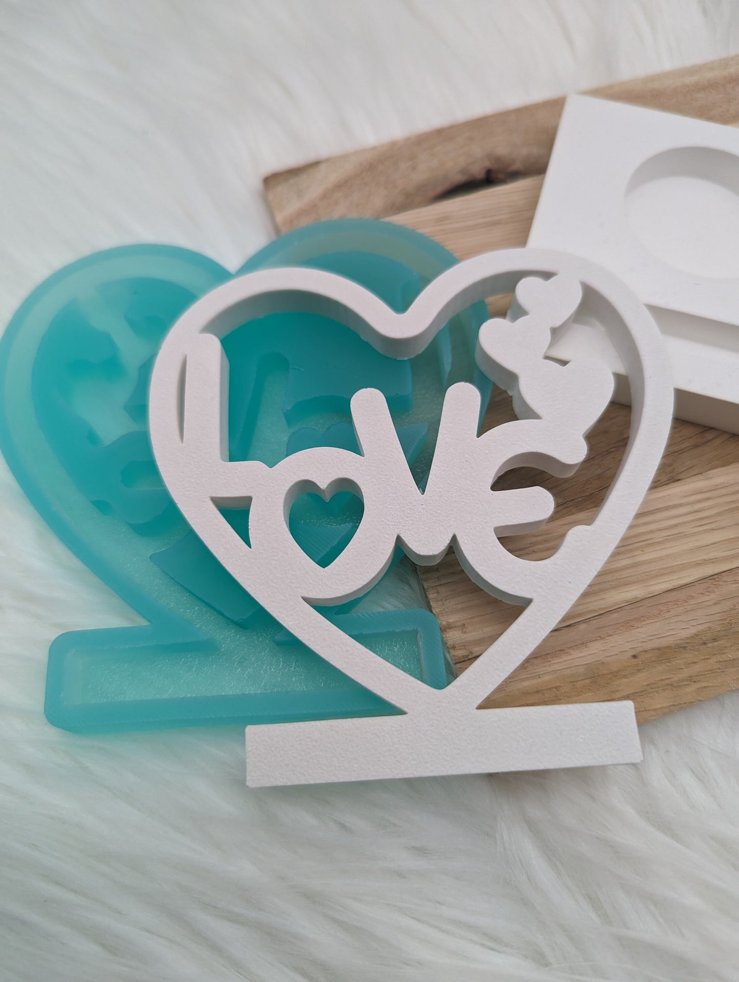 Silikonform Love im Herz für Einschieber / Teelichthalter / Einschieber / Raysin / Silikonform
