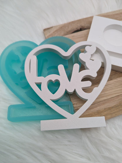 Silikonform Love im Herz für Einschieber / Teelichthalter / Einschieber / Raysin / Silikonform