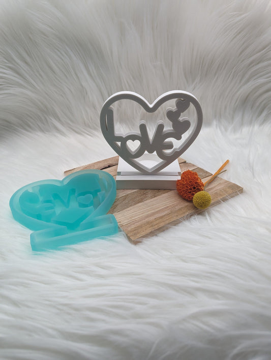 Silikonform Love im Herz für Einschieber / Teelichthalter / Einschieber / Raysin / Silikonform