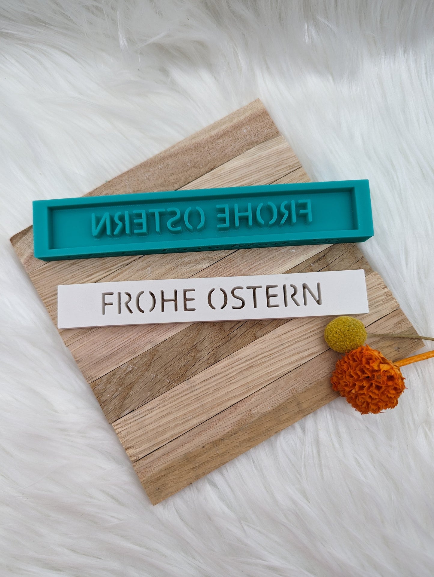 Klötzchen Gießform / FROHE OSTERN / Silikonform für Klötzchen / 160x22x8 mm / Silikon Klötzchen Gießform /Gießform Klötzchen