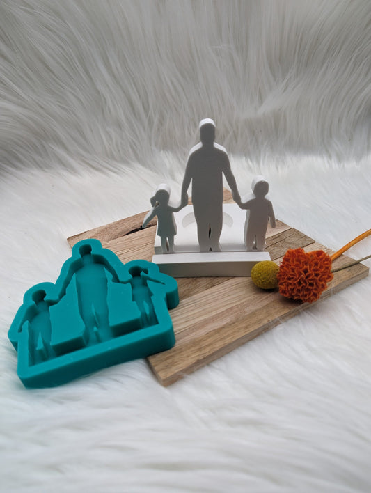 Silikonform Papa mit Tochter und Sohn für Einschieber / Teelichthalter / Einschieber / Raysin / Silikonform