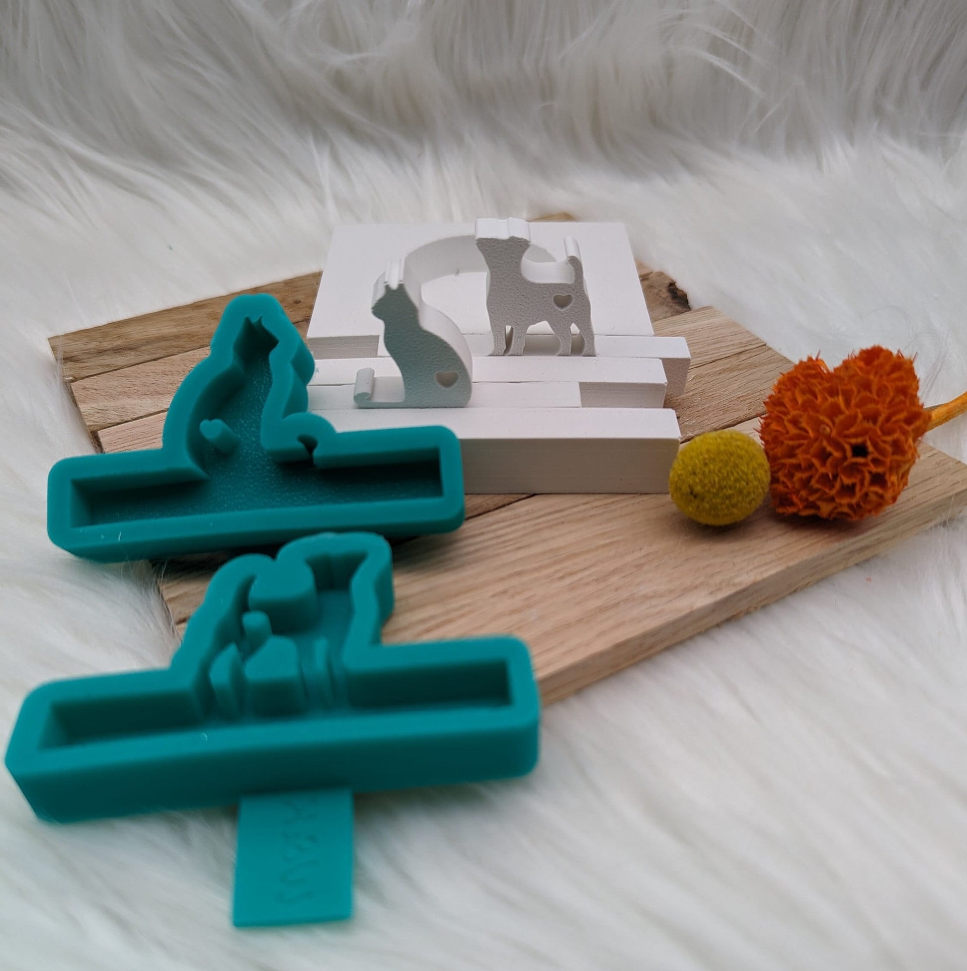 Silikonform Set Hund und Katze für Einschieber / Hund / Katze / Bodenplatte Lichthaus / Teelichthalter / Einschieber / Silikonform